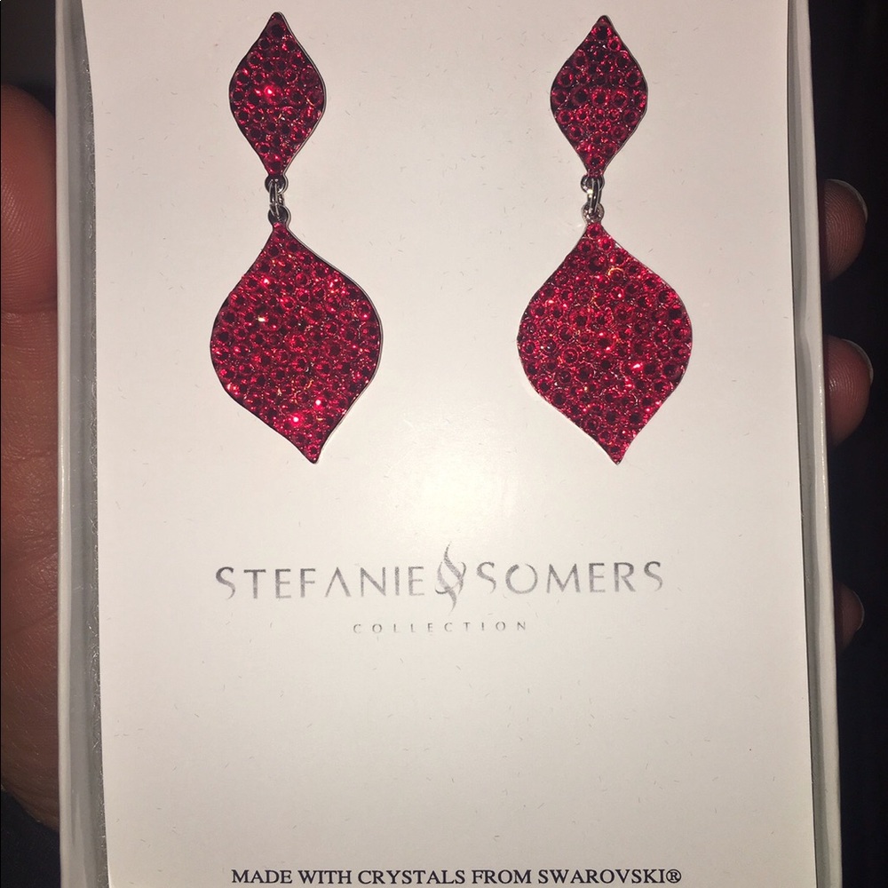 Stefanie Somers Red Swarovski Crystal Drop Earring